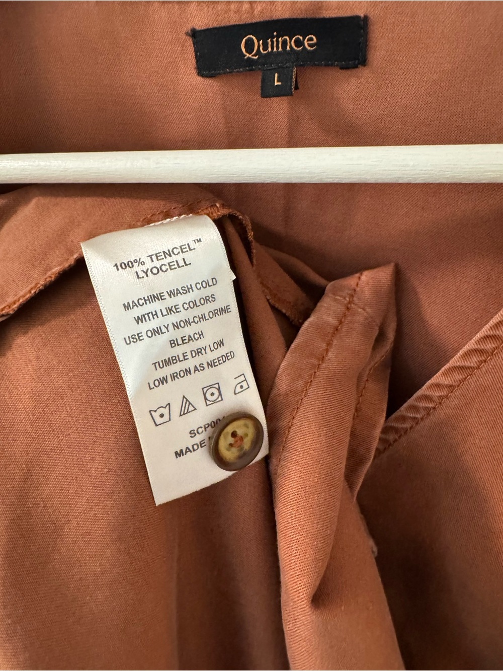 Quince Vintage Wash Tencel Button Front Midi Dress size large in terracotta - Picture 5 of 8